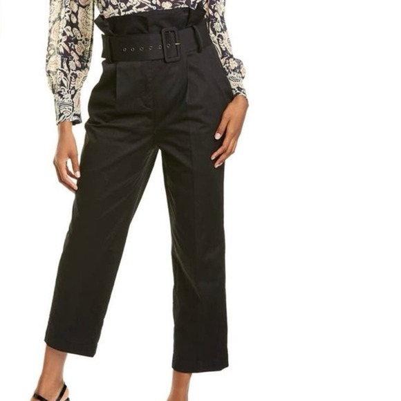 ba&sh Womens Khol Classic High Waist Paperbag Pants Trouser Pleated Pockets Belt - Picture 2 of 10